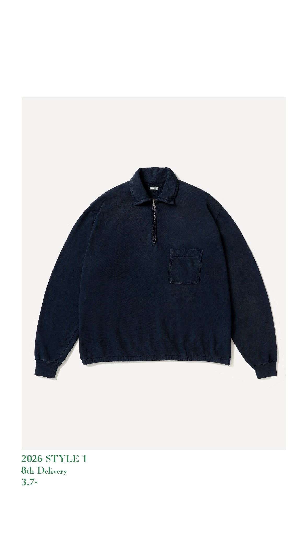 A.PRESSE 26SS Vintage Light Weight Half Zip Sweatshirt